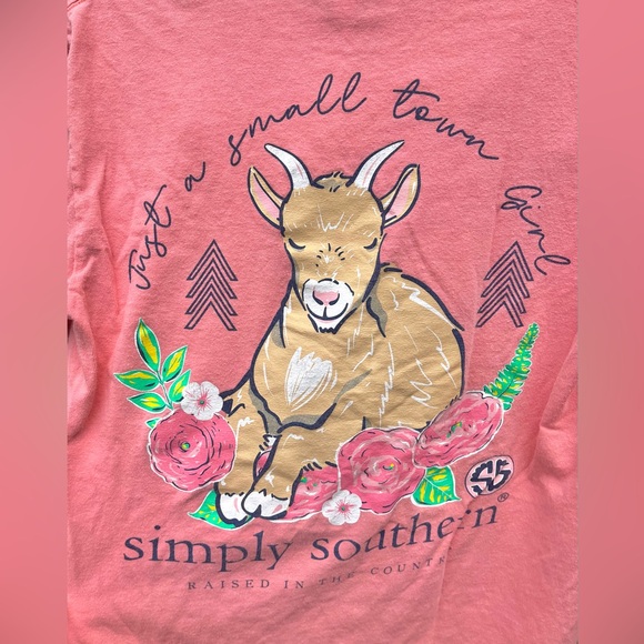 Simply Southern Just a Smalltown Girl CUTE Baby Goat Long Sleeve Tee Shirt Sz Sm - Picture 2 of 11